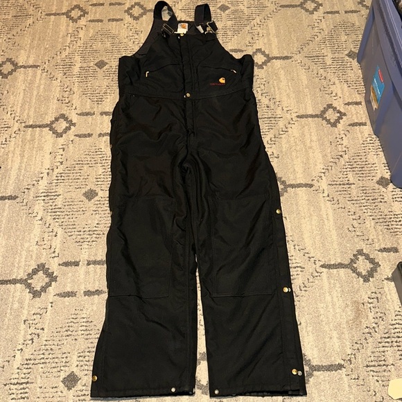 Vintage Carhartt R12 BLK Bib Overalls Insulated 40x32 Double Knee Yukon Extreme - Picture 1 of 7